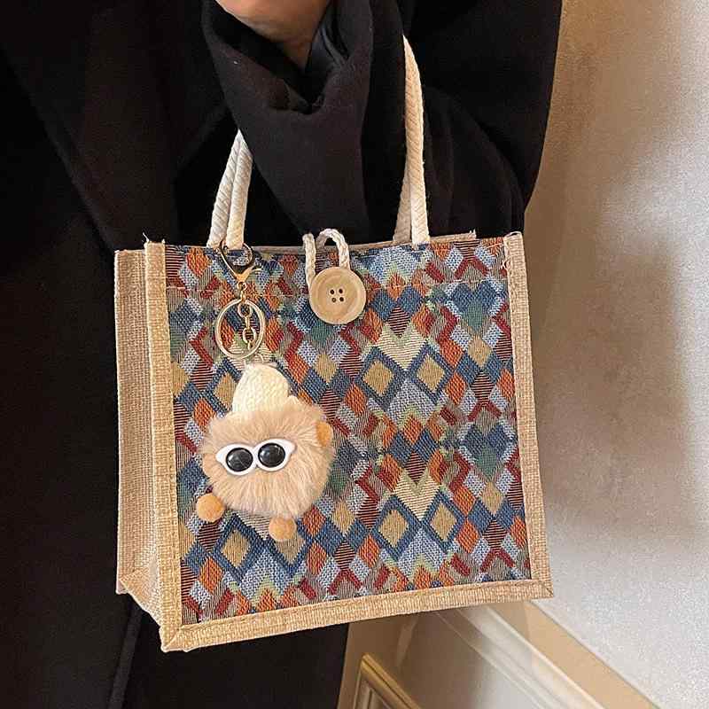 トートバッグ 手提げ 鞄 麻 リネン 防水 ミニショルダー ポシェット 個性的 高級感 カジュアル 日常使..