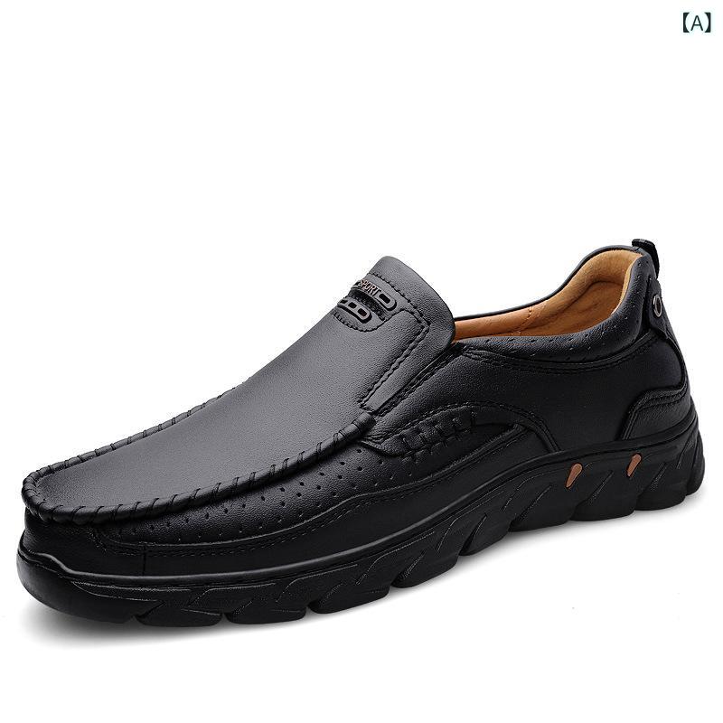 革靴 メンズ 本革 牛革 レザー スリッポン モカシン ドライビングシューズ デッキシューズ カジュアル ビジネス 通勤 オフィス 普段使い ローヒール フラットソール ブラック ブラウン
