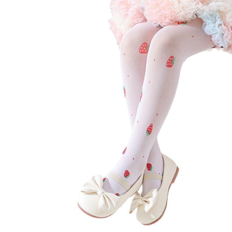 タイツ キッズ 女の子 ベビー 春夏秋 薄手 虫よけ 通気性 吸汗性 綿素材 ダンス 総柄プリント かわいい..