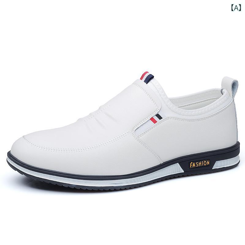 革靴 メンズ 男性用 春夏 牛革 ソフトレザー ラバーソール ビジネス カジュアル 普段使い フォーマル スリッポン ローファー ドライビングシューズ モカシン ラウンドトゥ フラットヒール 通気性 防水 防滑 白