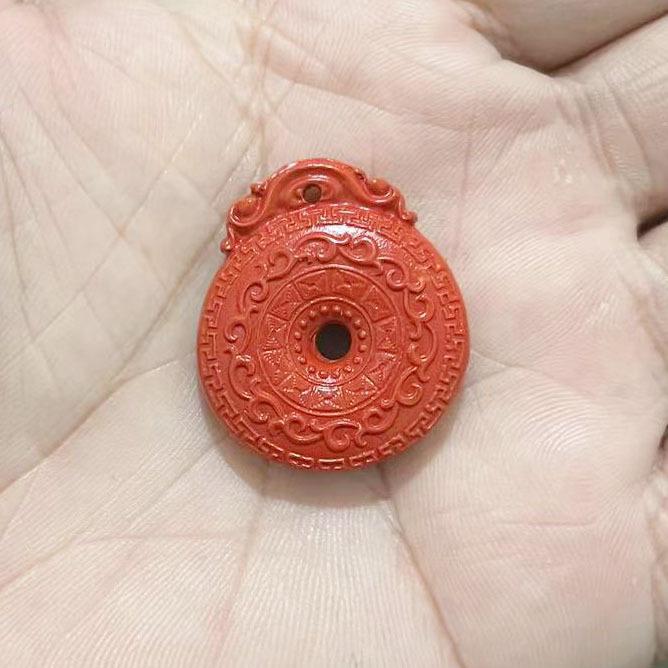 ペンダント 辰砂 彫刻 九宮八卦盤 心経 貔貅 平安扣 新中式 手作り DIY アクセサリーパーツ お守り 魔除け 開運 パワーストーン 縁起物