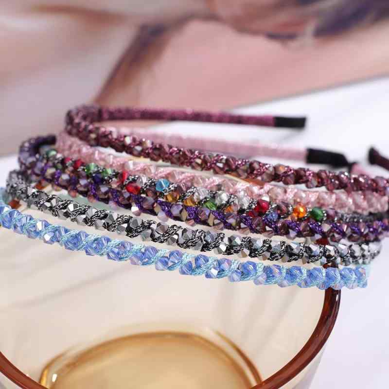 カチューシャ レディース 韓国風 2連 クリスタル ラインストーン 手作り シンプル レトロ アンティーク ガーリー 前髪 髪留め 洗顔用 ヘアアクセサリー 多色 カラフル 普段使い