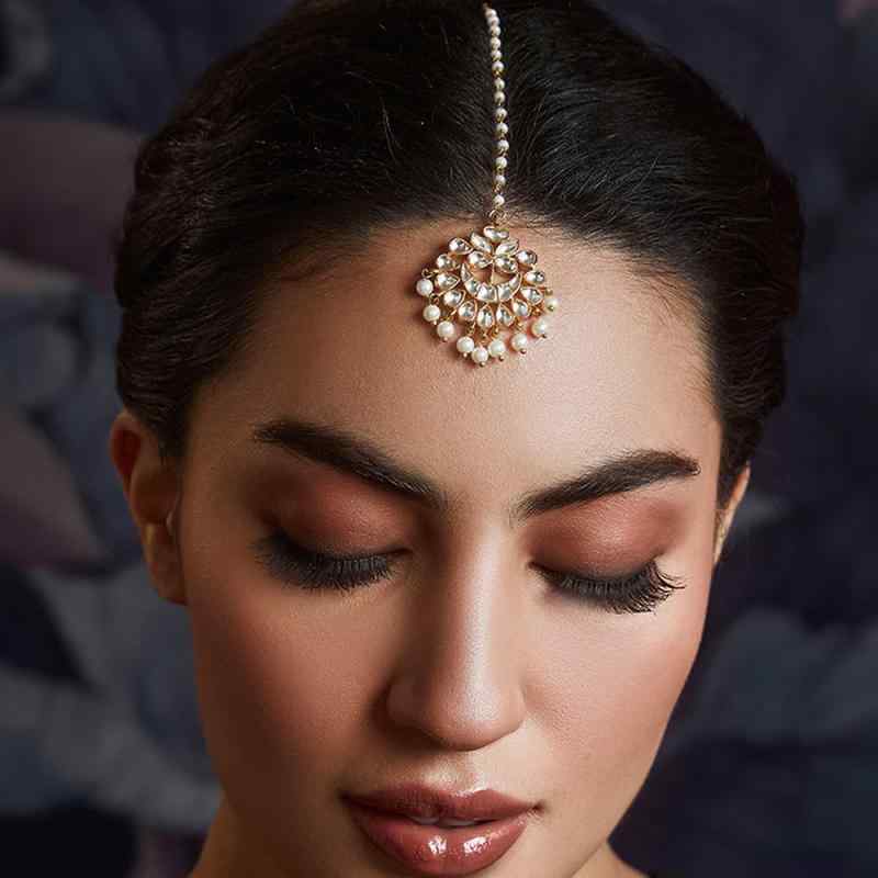 ヘアアクセサリー レディース 女性用 インド 花嫁 ウェディング 額飾り ヘッドチェーン ヘアチェーン ..