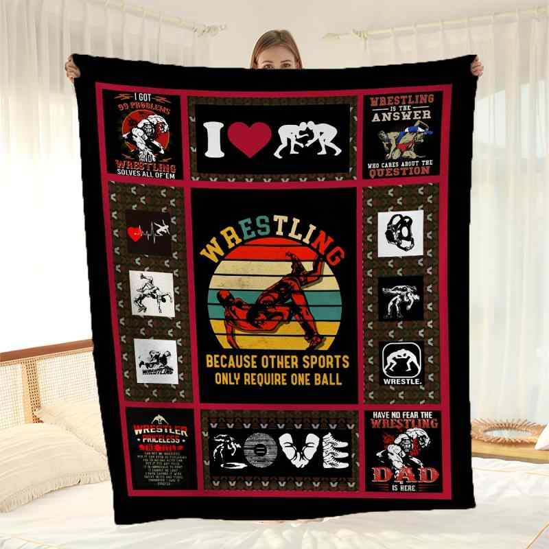 ブランケット レスリング柄 プロレス柄 アニメ柄 フランネル 毛布 やわらか ふわふわ お昼寝 ひざ掛け ..