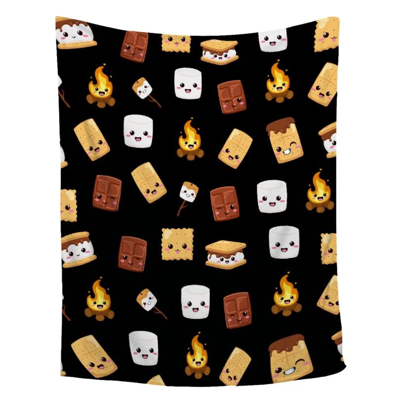 毛布 ブランケット 男女兼用 かわいい カートゥーン チョコレート柄 フランネル 柔らか ソフト 肌触り なめらか あったか 保温 リビング 寝室 お昼寝 ソファカバー ひざ掛け ポリエステル オールシーズン