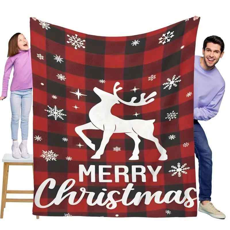 ブランケット フランネル毛布 クリスマス柄 チェック 雪の結晶 トナカイ 柔らか 肌触り良い 快適 軽量 ポリエステル オールシーズン ソファ ベッドルーム インテリア ひざ掛け
