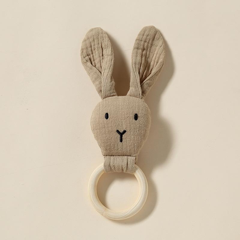 ベビーおもちゃ 新生児 赤ちゃん 安眠 ぬいぐるみ ウサギ型 歯固め ラトル 天然木 コットン スリーパー ガラガラ 寝かしつけ 口に入れても安心 やわらか ソフトトイ 出産祝い プレゼント 乳幼児向け