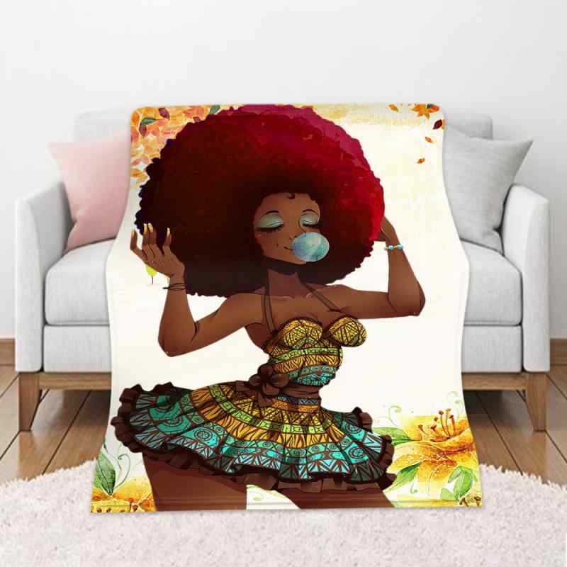 毛布 女性用 秋冬 フランネルフリース素材 ポリエステル 両面 あったか保温 デジタルプリント レトロ柄 アフリカン柄 チョコレートカラー ソファカバー マルチカバー 冷房対策 ひざ掛け