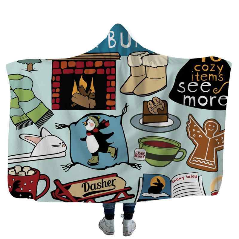 楽天Grams楽天市場店ポンチョ 男女 フード付き ブランケット 大判 厚手 フランネル ボア キャンプ アウトドア 部屋着 防寒 昼寝 暖かい あったか 総柄 ポリエステル