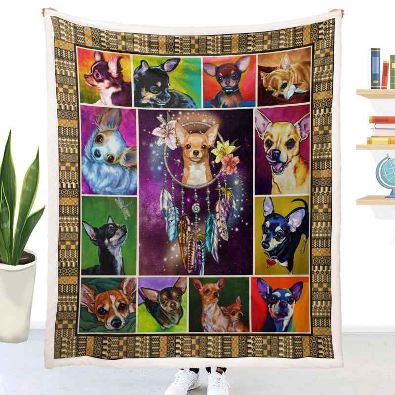 毛布 ブランケット フランネル ポリエステル 厚手 二重 3Dデジタルプリント かわいい ドッグ柄 ヘム加工 オールシーズン 冷房対策 暖房対策 保温 あたたかい リビング 寝室用