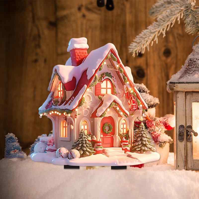 ガーデンピック クリスマス 雪の家 スノードーム アロマディフューザー アクリル製 屋外 庭 芝生 デコレーション かわいい おしゃれ ホリデー プレゼント(4)