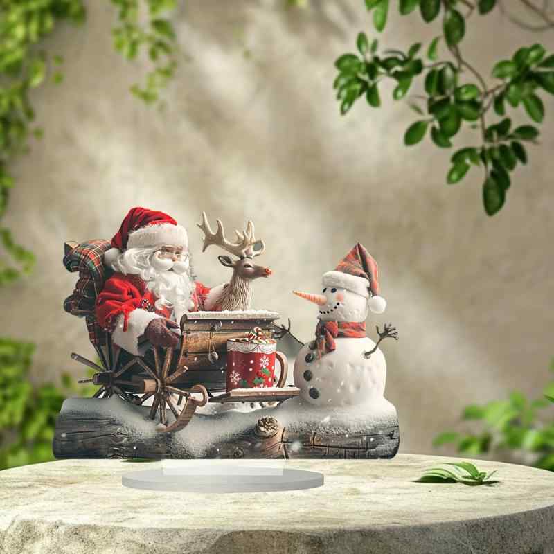 デコレーション クリスマス スキーそり サンタ 雪だるま アクリル製 卓上 置物 オブジェ アメリカンカ..