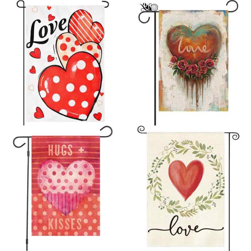 ガーデンフラッグ バレンタインデー クリスマス ホリデーシーズン イベント飾り 冬季 庭飾り 屋外デコ..