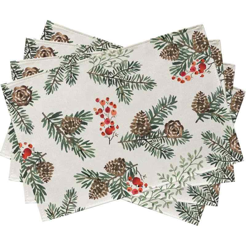 ランチョンマット クリスマス 洗える 麻 ポリエステル モダン シンプル おしゃれ キッチン ダイニング 食事 パーティー プレイスマット テーブルウェア