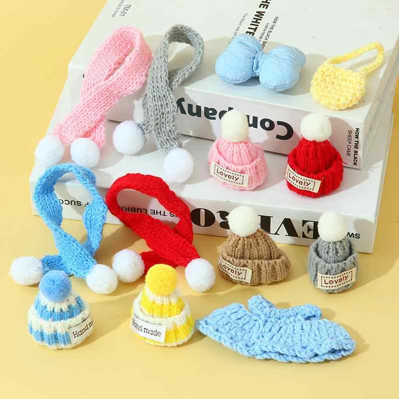ぬいぐるみ用小物 ミニ 手編み ニット帽 マフラー スカート セーター 布製 毛糸 かわいい クリスマス飾..
