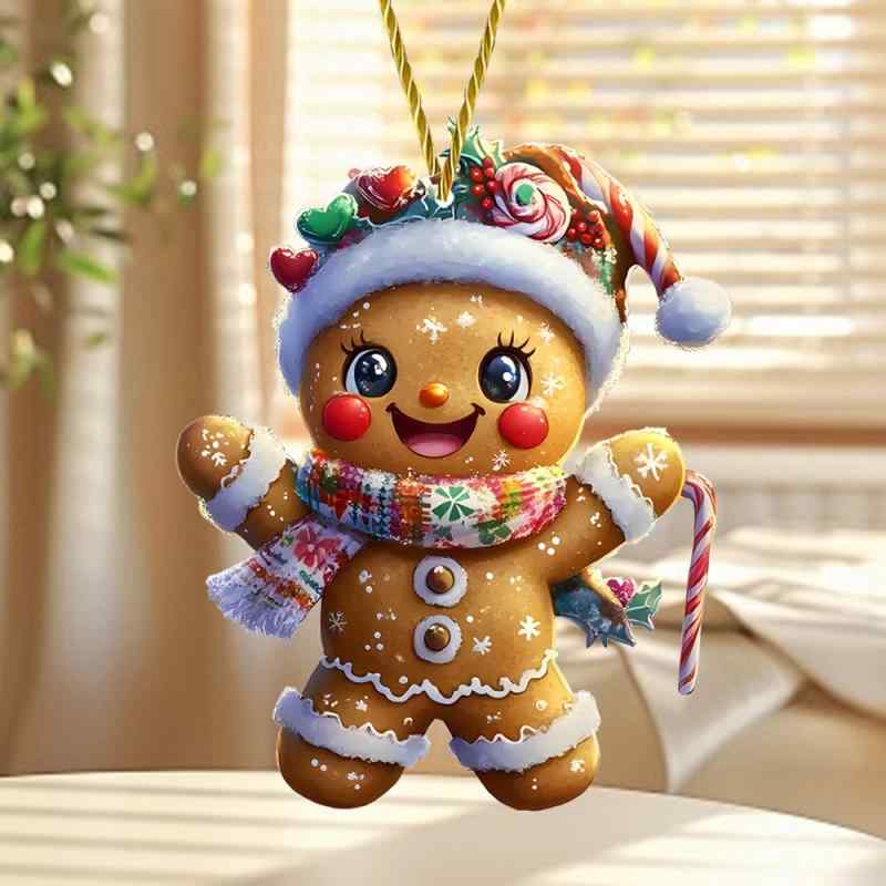 クリスマスオーナメント かわいい マフラー姿 フィギュア アクリル製 吊り下げ飾り デコレーション 屋内屋外兼用 ホリデーシーズン クリスマスツリー 窓飾り 玄...