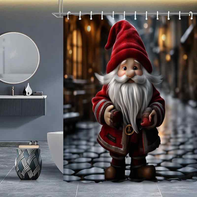 シャワーカーテン サンタクロース クリスマス レッド バスルーム 防水 目隠し 間仕切り ドアカーテン ポリエステル製 ドリル不要 突っ張り棒対応 浴室用 玄関 洗面所 装飾 おしゃれ インテリア 雑貨