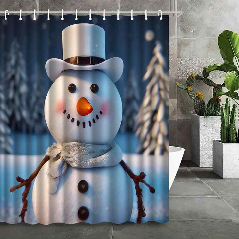 シャワーカーテン キッズ 子供 かわいい クリスマスツリー 雪だるま柄 3Dデジタルプリント 防水 防カビ..