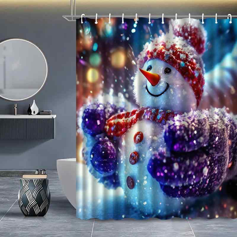 シャワーカーテン バスカーテン かわいい クリスマス 雪だるま スノーマン 3D デジタルプリント ポリエステル 防水 防カビ バスルーム 浴室 お風呂 おしゃれ アメリカン スタイル
