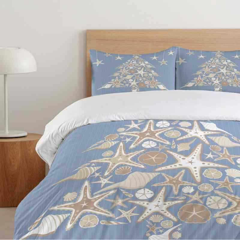 布団カバーセット キッズ 大人兼用 クリスマスツリー マリン 海洋生物柄 航海モチーフ デジタルプリン..