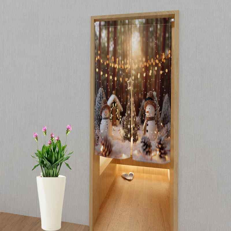 のれん クリスマス 雪だるま ファブリック 間仕切り 目隠し ドアカーテン 風水 冷暖房効率アップ キッ..