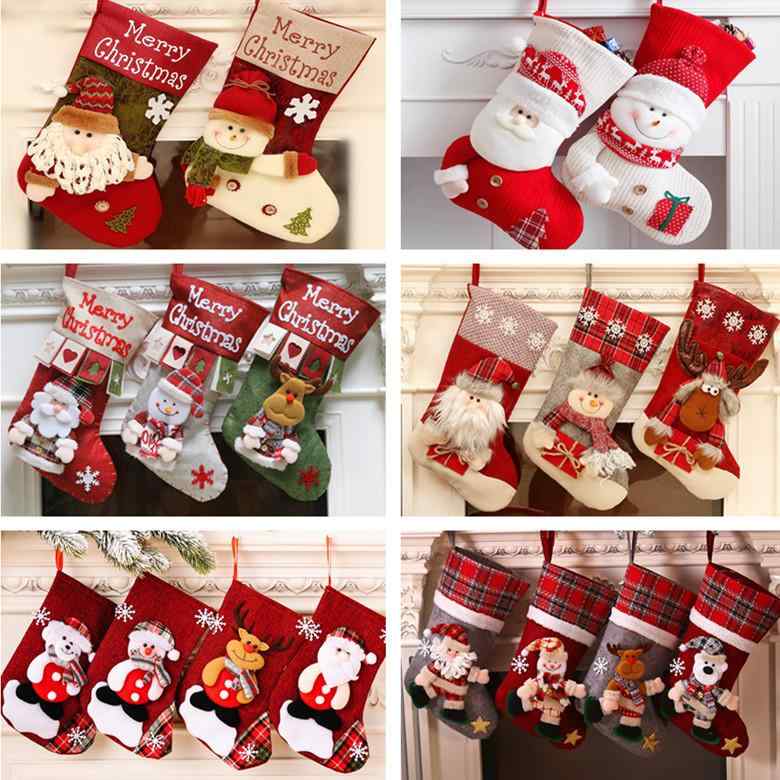 クリスマス ソックス 靴下 高級感 立体 サンタ 雪だるま トナカイ 布製 ニット フェイクレザー 麻製 かわいい プレゼント袋 お菓子入れ 吊り下げ クリスマス飾り デコレーション