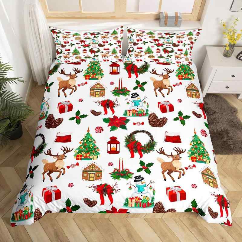布団カバー キッズ ジュニア クリスマス 雪だるま トナカイ 鹿 柄 掛け布団カバー 寝具セット 子供部屋..