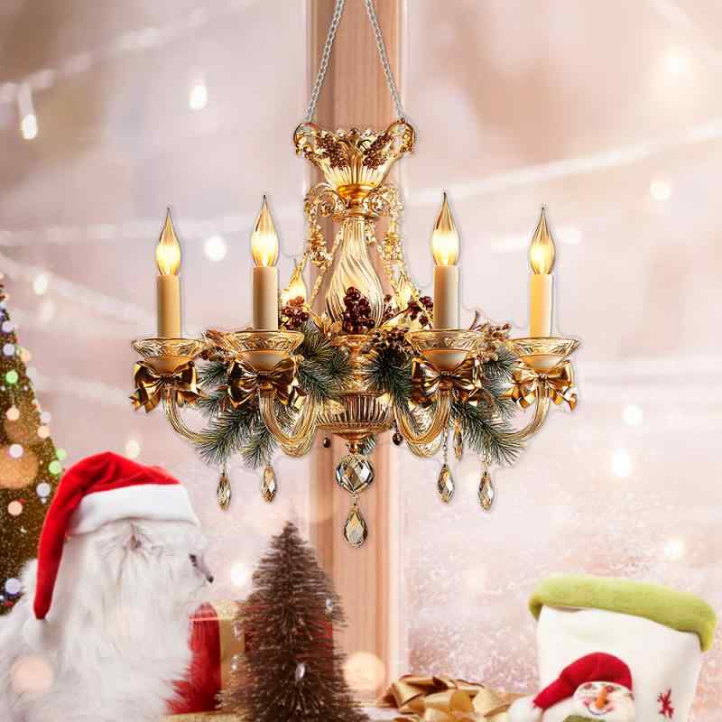 インテリア雑貨 クリスマス アクリル 吊り下げ オーナメント 窓飾り 壁飾り キャンドルモチーフ 花柄 ..