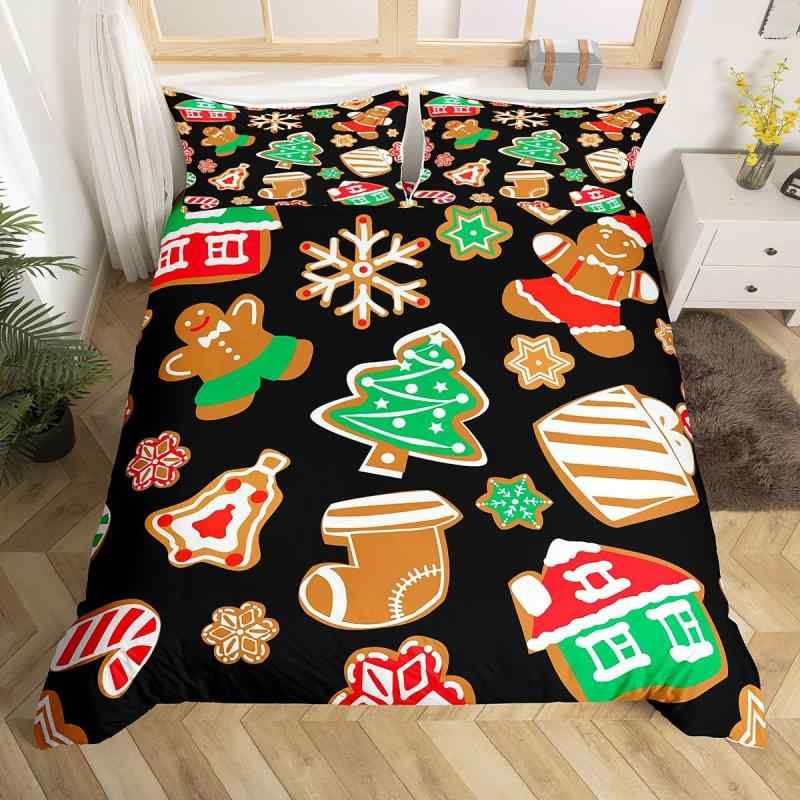 布団カバーセット かわいい クリスマス柄 ジンジャーブレッドマン クリスマスツリー 月 雪の結晶 カー..