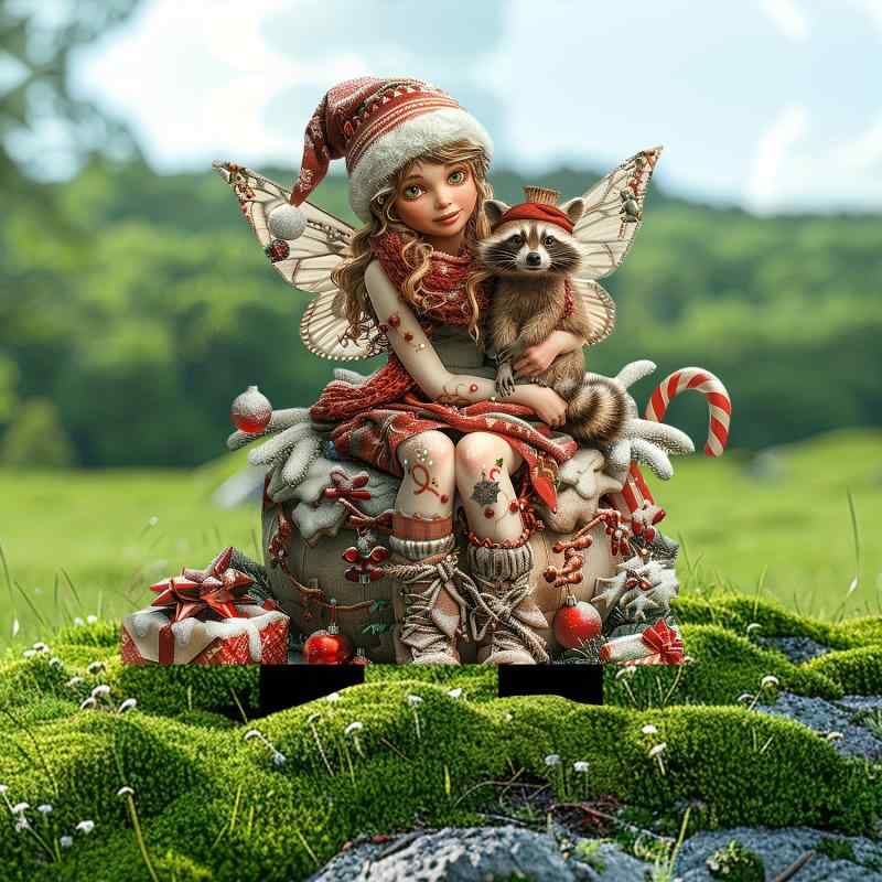 クリスマスオーナメント ロマンティック かわいい フェアリー アライグマ アクリル製 防水 耐摩耗 室内..