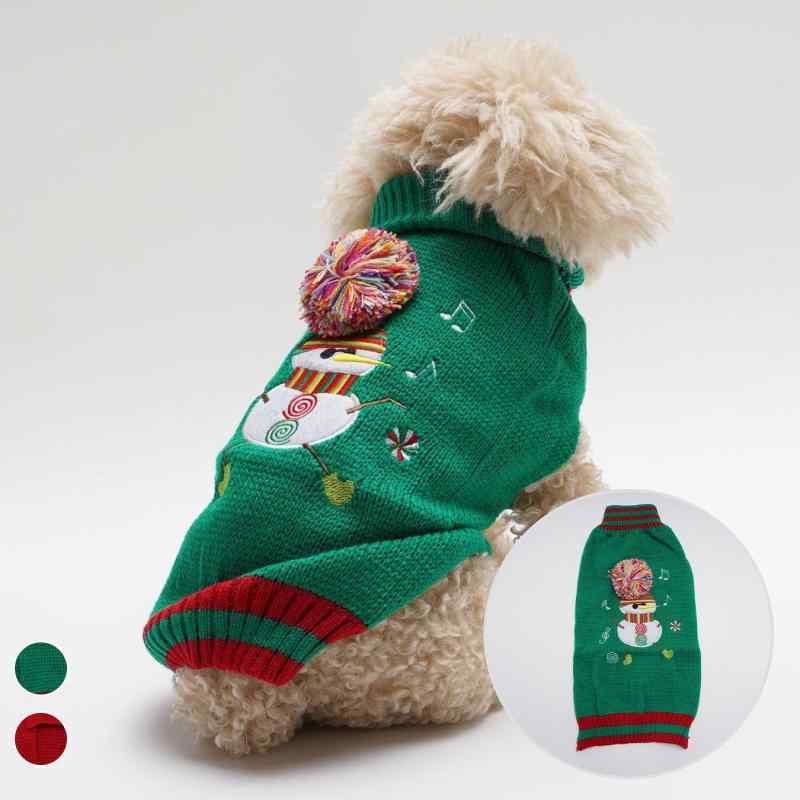 ペット服 クリスマス ニット セーター 犬用 アクリル ミドルネック ハイネック ラウンドネック スノー..