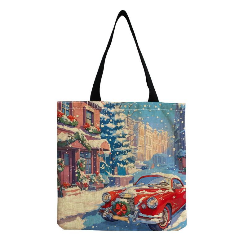 バッグ サンタクロース プリント柄 ショルダーバッグ 肩掛け鞄 クリスマス ギフトバッグ プレゼント袋 ..