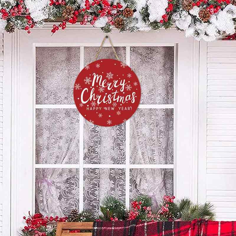 クリスマス飾り ドアプレート 丸型 円形 木製 黄楊木 玄関プレート 壁掛け インテリア ホームデコレーション モダン シンプル おしゃれ ウェルカムプレート サインボード クリスマスオーナメント