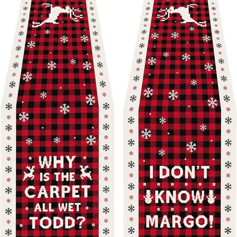 テーブルランナー クリスマス パーティー 雪だるま クリスマスツリー 北欧風 リネン プリント柄 食卓 ..