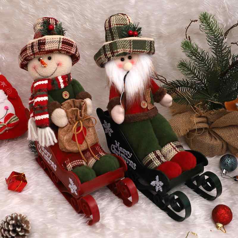 置物 クリスマス サンタクロース スノーマン トナカイ そり 布製 ドール人形 座り姿 インテリア 飾り オブジェ 欧米風 おしゃれ