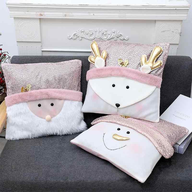 クッションカバー クリスマス デコレーション サンタクロース 雪だるま トナカイ スパンコール キラキ..