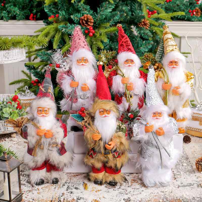 置物 サンタクロース 立ち姿 クリスマスツリー抱っこ人形 かわいい ぬいぐるみ 布製 多彩な帽子デザイン おしゃれ ディスプレイ装飾