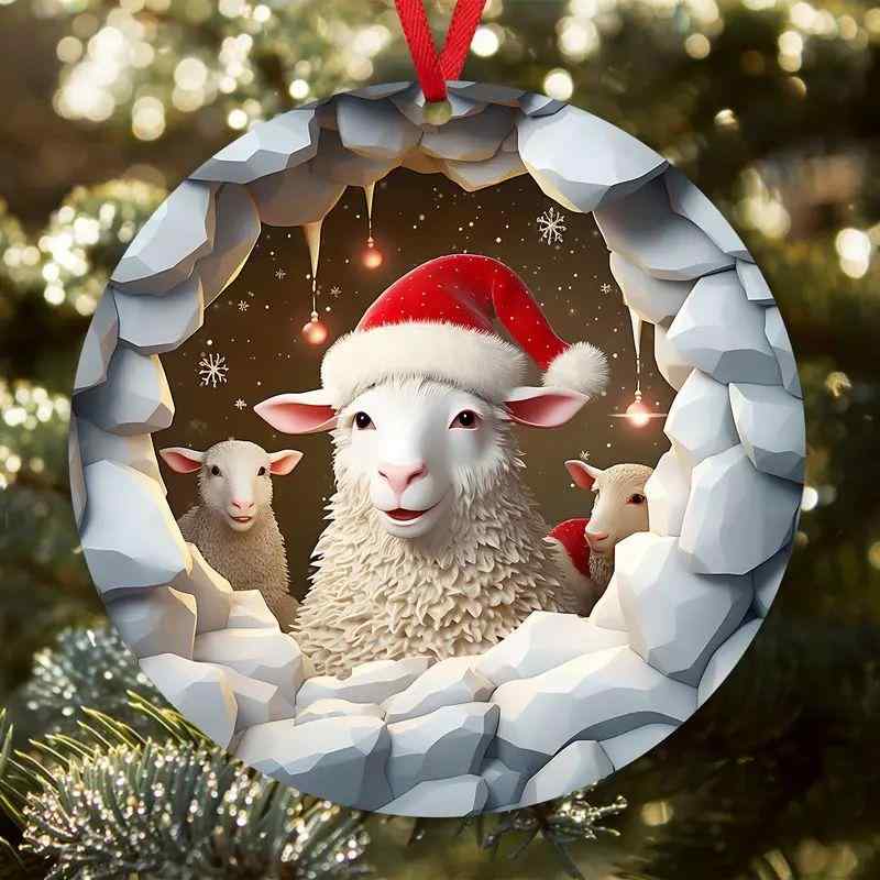 クリスマスオーナメント 牛 ウシ かわいい おしゃれ ユニーク アクリル 平面 吊り下げ 飾り クリスマス..