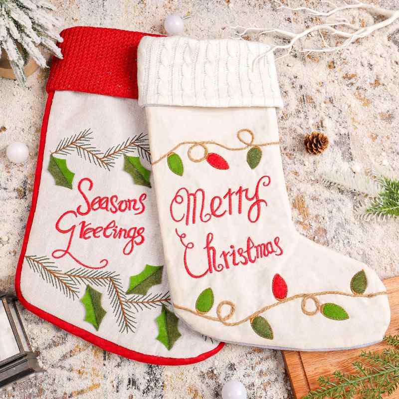 クリスマスストッキング 子供 キッズ 男の子 女の子 ニット 刺繍 プレゼント ギフト袋 キャンディ お菓..