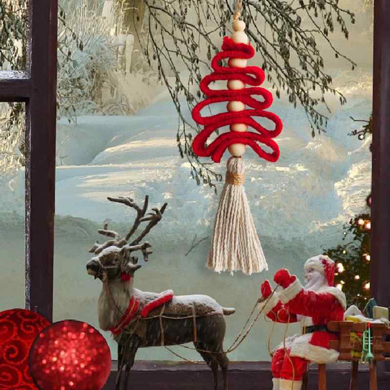 クリスマスオーナメント ウォールデコレーション 手編み 綿糸 クリスマスツリー 飾り 壁掛け 北欧風 おしゃれ シンプル インテリア雑貨 リビング 寝室 玄関 ダイニング バルコニー 手工芸品