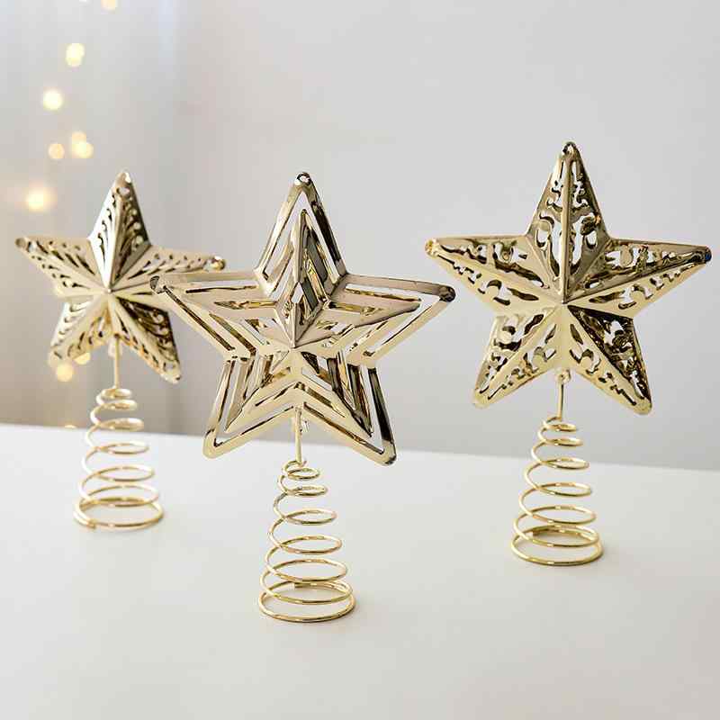 クリスマスデコレーション クリスマスツリートップスター 星型オーナメント 五芒星 アイアン製 おしゃれ インテリア 飾り ゴールド シルバー 欧風 アメリカン 北欧風 パーティー イベント