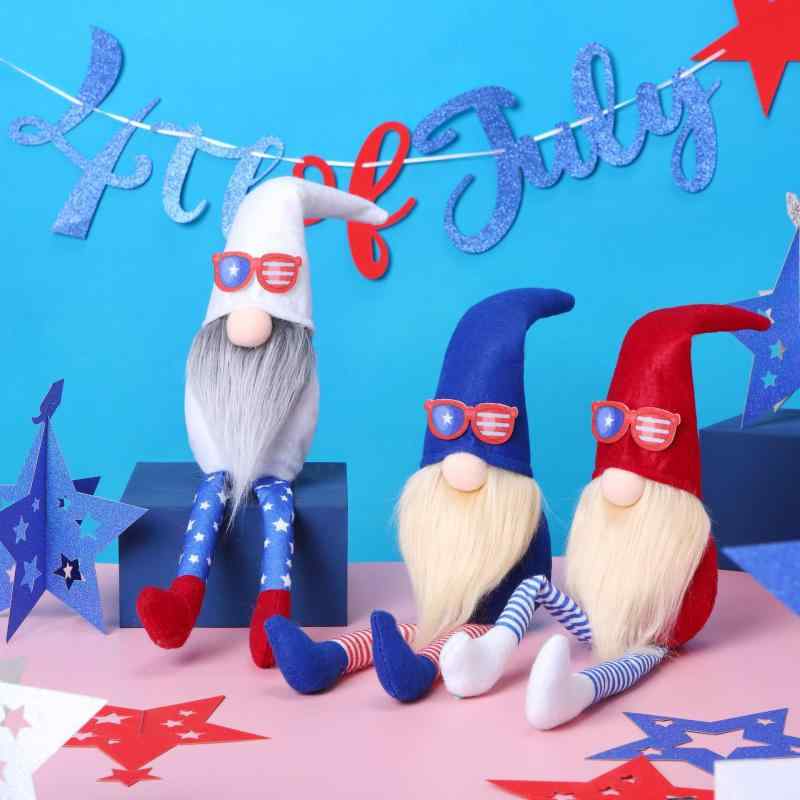 インテリア雑貨 ノーム人形 エルフドール 長脚 とんがり帽子 アメリカ独立記念日 クリスマス 置物 不織布製 玄関 リビング 飾り ブルー ホワイト レッド 多色展開 おしゃれ かわいい