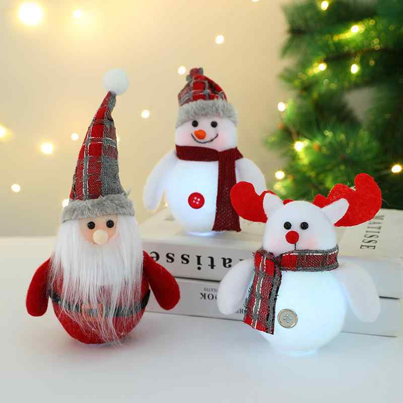 クリスマス 置物 サンタクロース 雪だるま トナカイ 光る LED 人形 ぬいぐるみ マスコット ファブリック 座り クリスマスツリー オーナメント デコレーション ディスプレイ インテリア 雑貨 ギフト