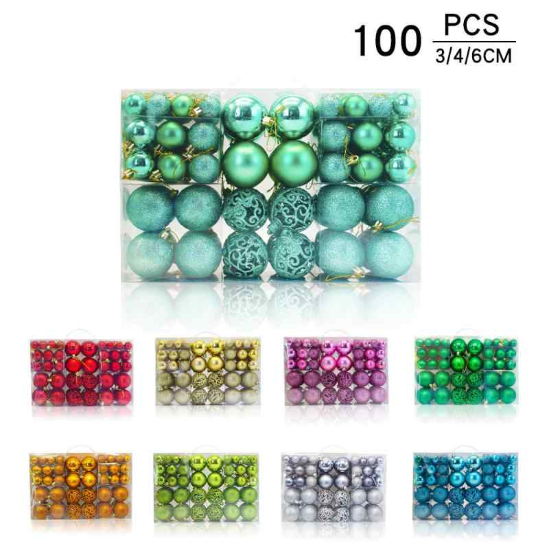 クリスマスボール 100個 クラシック プラスチック製 透かし彫り マット オーナメントセット クリスマスツリー飾り デコレーション 金 銀 赤 青 マルチカラー 店舗 イベント 装飾 かわいい おしゃれ