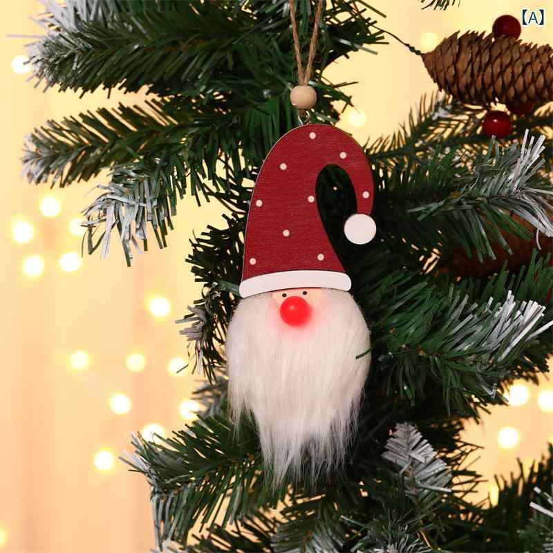 クリスマス オーナメント サンタ ノーム ドール ライト付き かわいい 北欧風 木製 ...