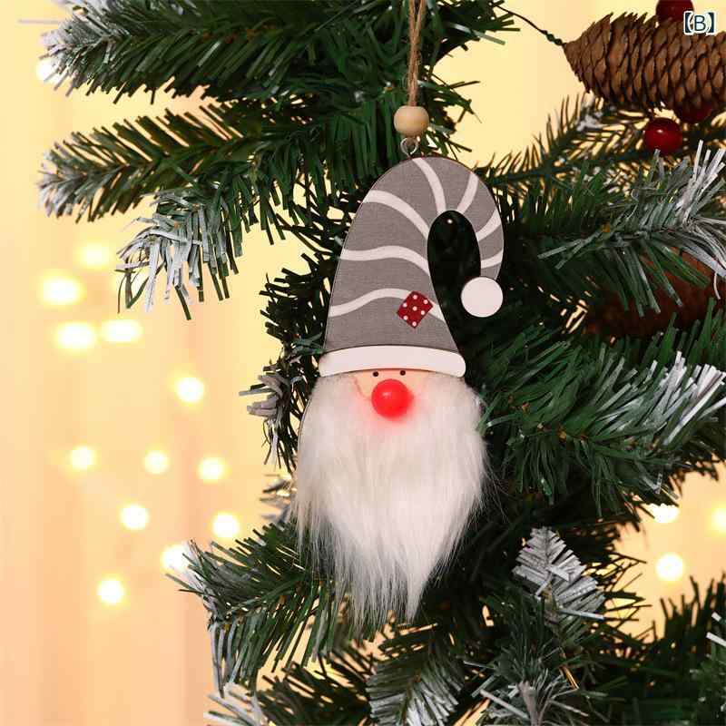 クリスマス オーナメント サンタ ノーム ドール ライト付き かわいい 北欧風 木製 ...
