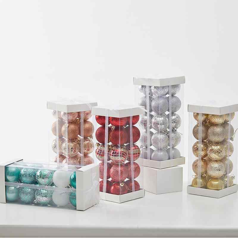 クリスマスオーナメント 6cm ボール PVC製 彩絵 手描き シャンパンゴールド オレンジ 古銅色 ゴールド シルバー レッド ブルー 天井吊り下げ飾り クリスマスツリー パーティー デコレーション