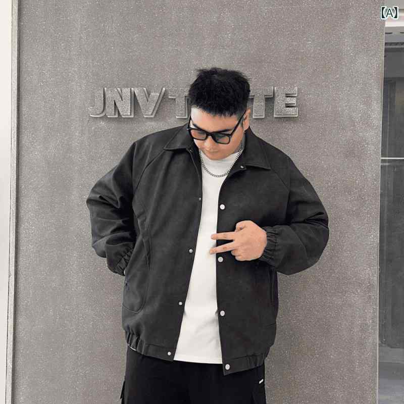 ジャケット メンズ 男性用 大きいサイズ PUレザー 合皮 フェイクレザー 襟付き マット ライチ柄 シボ加..