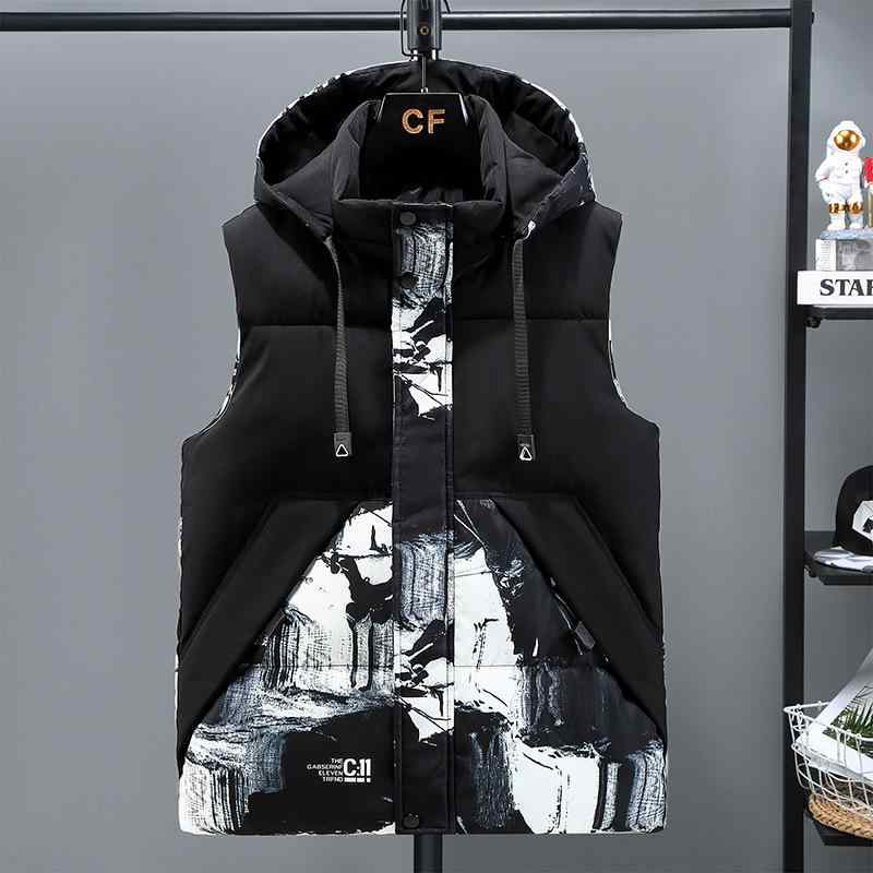 ベスト メンズ 中綿 フード付き 厚手 ジップアップ スタンドカラー ビッグサイズ ゆったり 普段使い カジュアル 保温 防寒 アウター チョッキ