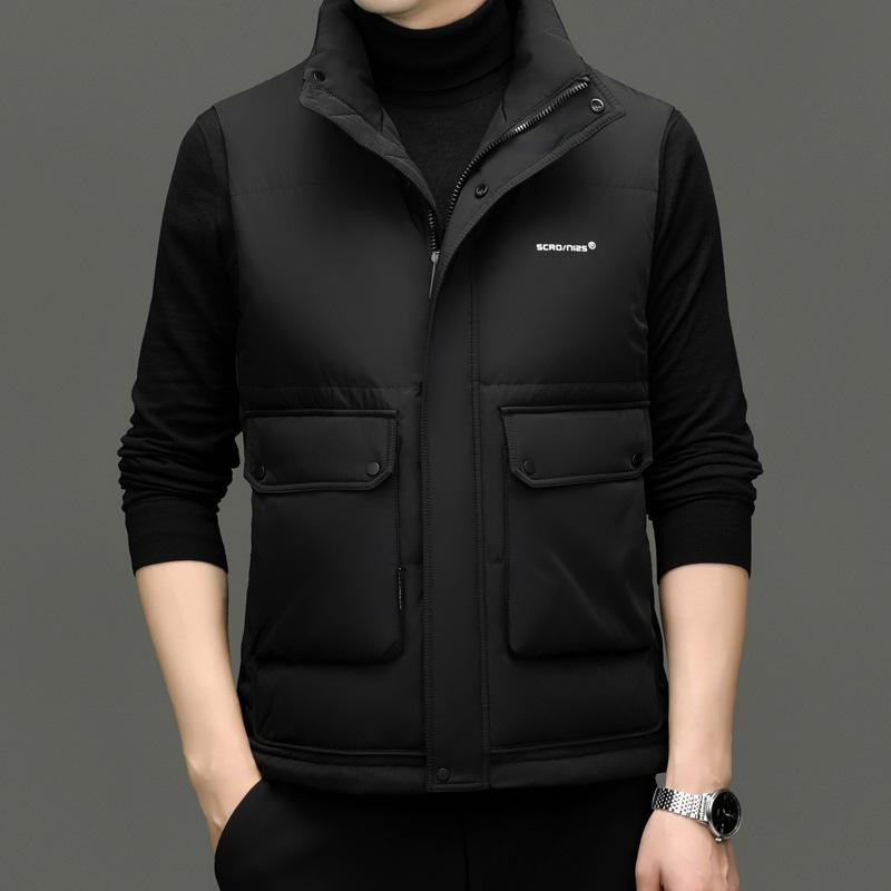 ダウンベスト メンズ 男性用 大人向け スタンドカラー ジップアップ プレミアム白鴨ダウン 90%ダウン ポリエステル 保温 防寒 軽量 暖かい カジュアル 普段使い タウンユース アウトドア